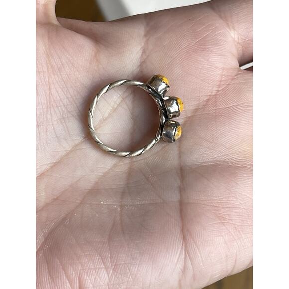 Sterling Silver Native Style Bumblebee Jasper 3 Stone Band Ring Southwest Cigar - Picture 4 of 13